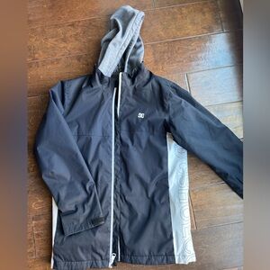 DC Black and Gray Hooded Kids Snow Jacket